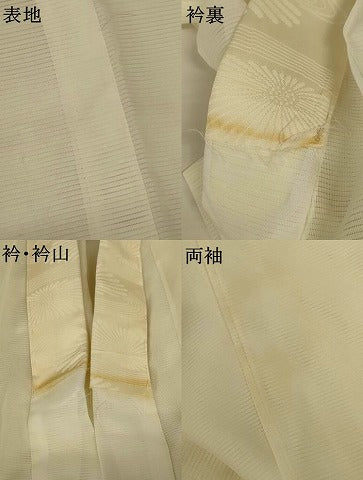 平和屋着物＊夏物　長襦袢　絽　白色　洗える着物　AABK9470jd