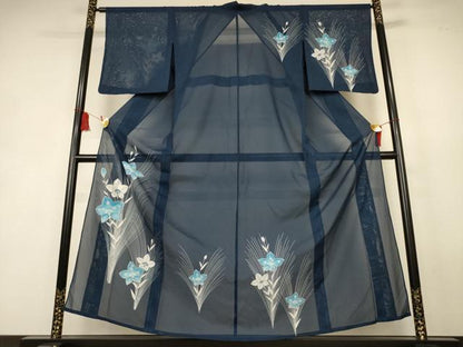 平和屋着物＊夏物　訪問着　絽　草花文　洗える着物　AABK9472jd
