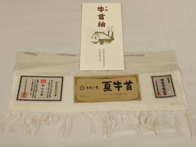 平和屋着物＊夏物　石川県指定無形文化財　夏牛首紬　白山工房　手織り　訪問着　霞文　証紙・パンフレット付き　正絹　逸品　AABK9473jd