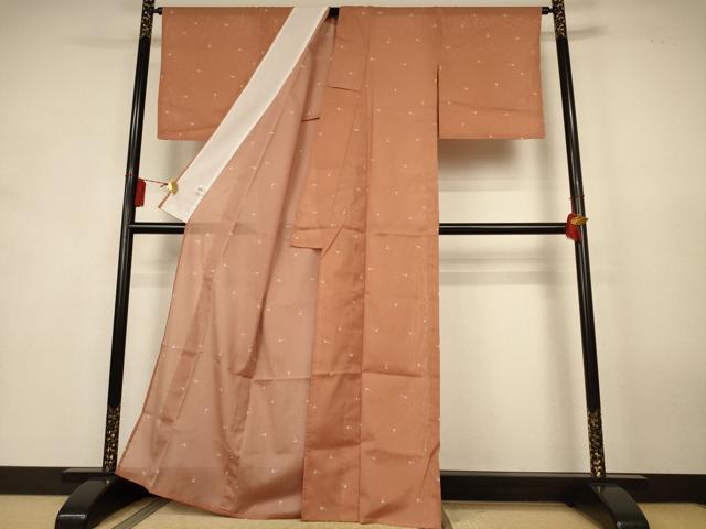 平和屋着物＊夏物　小紋　絽　幾何学文様　洗える着物　AABK9474jd