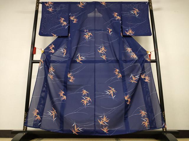 平和屋着物＊夏物　小紋　絽　草花文　洗える着物　AABK9476jd
