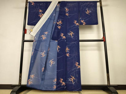 平和屋着物＊夏物　小紋　絽　草花文　洗える着物　AABK9476jd
