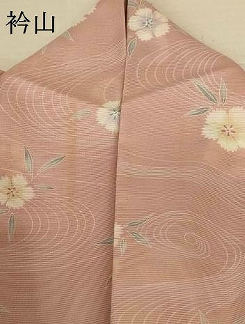 平和屋着物＊夏物　小紋　絽　流水草花文　洗える着物　AABK9478jd