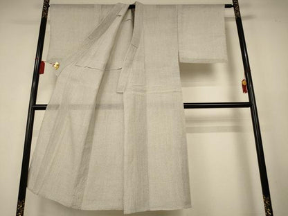 平和屋着物＊夏物　男性　本場小千谷ちぢみ　亀甲柄　反端付き　麻　逸品　AABK9487jd