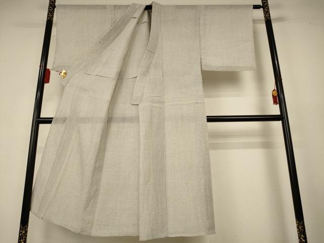 平和屋着物＊夏物　男性　本場小千谷ちぢみ　亀甲柄　反端付き　麻　逸品　AABK9487jd
