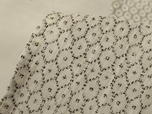 平和屋着物＊夏物　男性　本場小千谷ちぢみ　亀甲柄　反端付き　麻　逸品　AABK9487jd