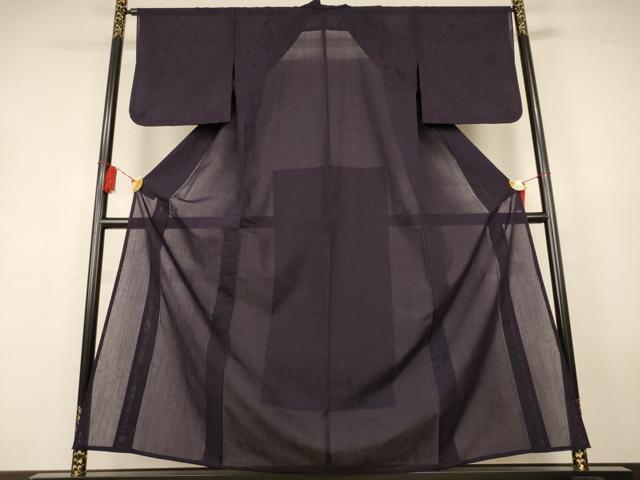 平和屋着物＊夏物　色無地　草花紋紗　黒紅色　正絹　逸品　AABK9488jd