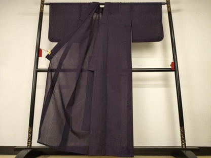 平和屋着物＊夏物　色無地　草花紋紗　黒紅色　正絹　逸品　AABK9488jd