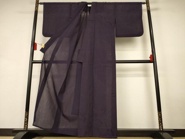 平和屋着物＊夏物　色無地　草花紋紗　黒紅色　正絹　逸品　AABK9488jd