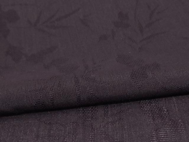 平和屋着物＊夏物　色無地　草花紋紗　黒紅色　正絹　逸品　AABK9488jd