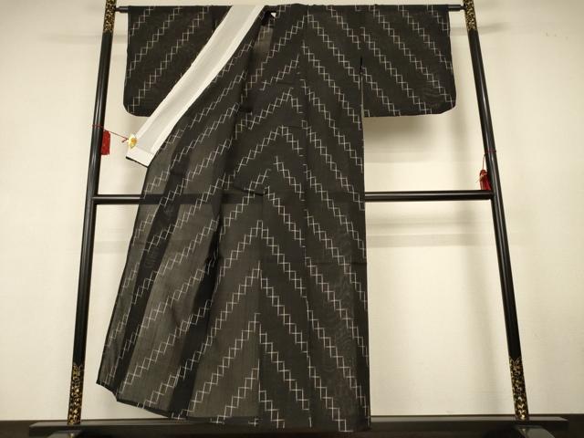 平和屋着物＊夏物　国指定重要無形文化財　本場久米島紬　夏久米島　手織　格子　正絹　逸品　AABK9492jd