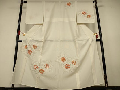 平和屋着物＊夏物　訪問着　縦絽　駒刺繍　紫陽花　金彩　正絹　逸品　未使用　AABK9493jd