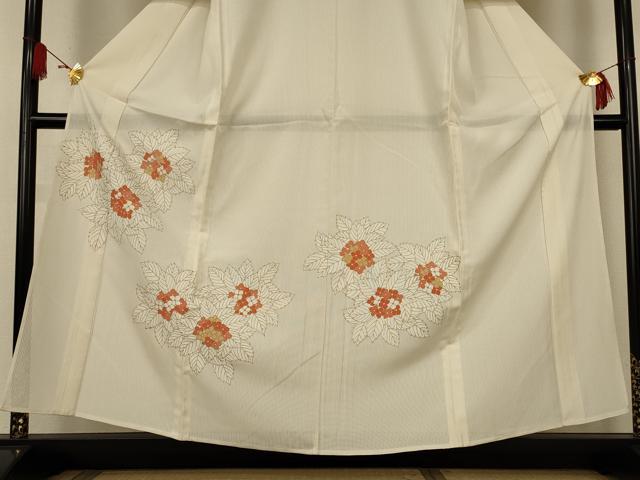 平和屋着物＊夏物　訪問着　縦絽　駒刺繍　紫陽花　金彩　正絹　逸品　未使用　AABK9493jd