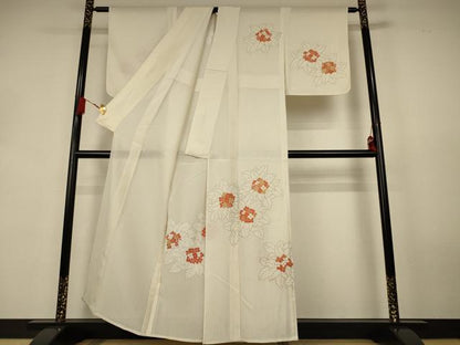 平和屋着物＊夏物　訪問着　縦絽　駒刺繍　紫陽花　金彩　正絹　逸品　未使用　AABK9493jd