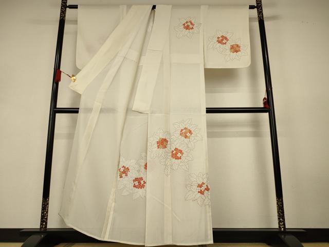 平和屋着物＊夏物　訪問着　縦絽　駒刺繍　紫陽花　金彩　正絹　逸品　未使用　AABK9493jd