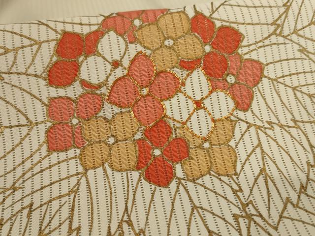 平和屋着物＊夏物　訪問着　縦絽　駒刺繍　紫陽花　金彩　正絹　逸品　未使用　AABK9493jd