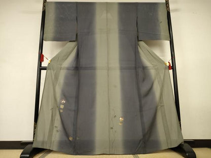 平和屋着物＊夏物　訪問着　絽　鶴　暈し染め　金彩　正絹　逸品　AABK9494jd