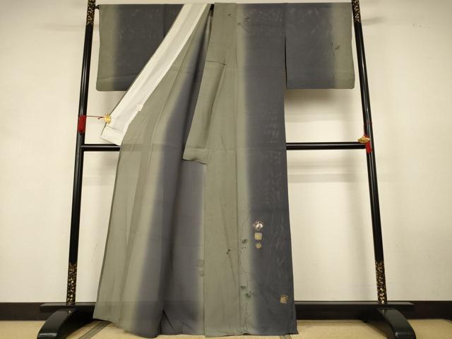 平和屋着物＊夏物　訪問着　絽　鶴　暈し染め　金彩　正絹　逸品　AABK9494jd