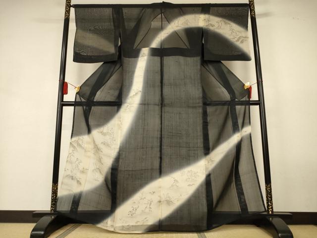 平和屋着物＊夏物　訪問着　絹芭蕉　作家物　鳥獣戯画　暈し染め　正絹　逸品　AABK9506jd