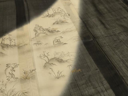 平和屋着物＊夏物　訪問着　絹芭蕉　作家物　鳥獣戯画　暈し染め　正絹　逸品　AABK9506jd