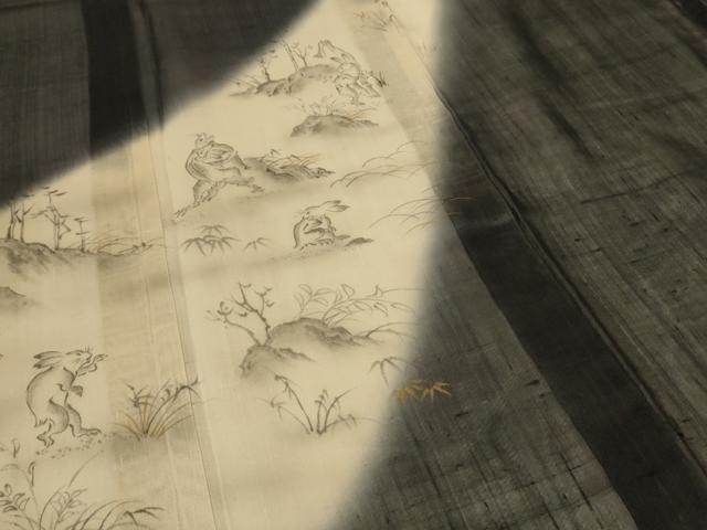 平和屋着物＊夏物　訪問着　絹芭蕉　作家物　鳥獣戯画　暈し染め　正絹　逸品　AABK9506jd