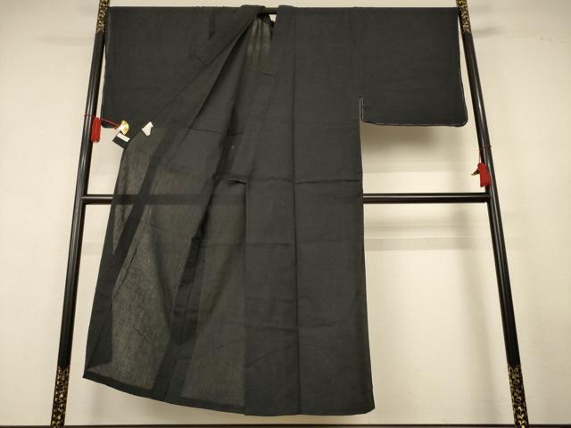 平和屋着物＊夏物　男性　こむさでもーど・COMME CA DU MODE　色無地　黒色　綿麻　未使用　AABK9512jd