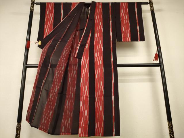 平和屋着物＊夏物　小紋　紗　間道　正絹　逸品　AABK9519jd