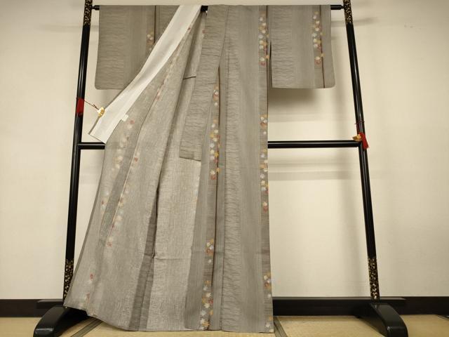 平和屋着物＊夏物　小紋　紗　楓間道　洗える着物　AABK9522jd