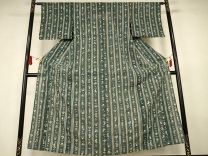 平和屋着物＊夏物　小紋　絽　ろうけつ染め　間道　正絹　逸品　AABK9524jd