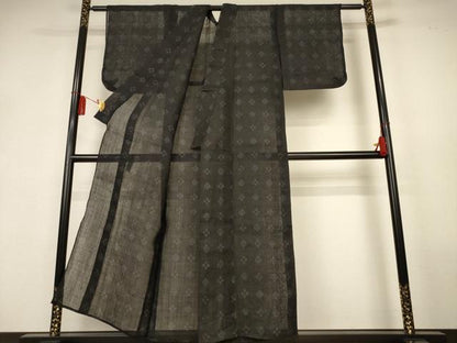 平和屋着物＊夏物　重要無形文化財　本場宮古上布　花菱文　苧麻　逸品　AABK9527jd
