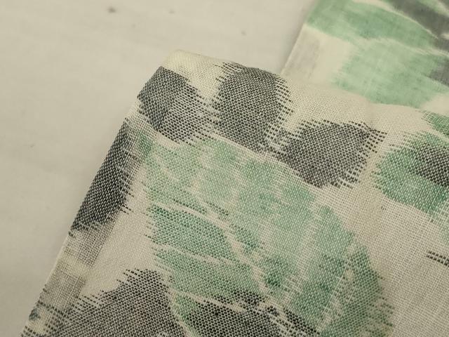 平和屋着物＊夏物　本場小千谷ちぢみ　草花文　反端付き　麻　逸品　AABK9528jd
