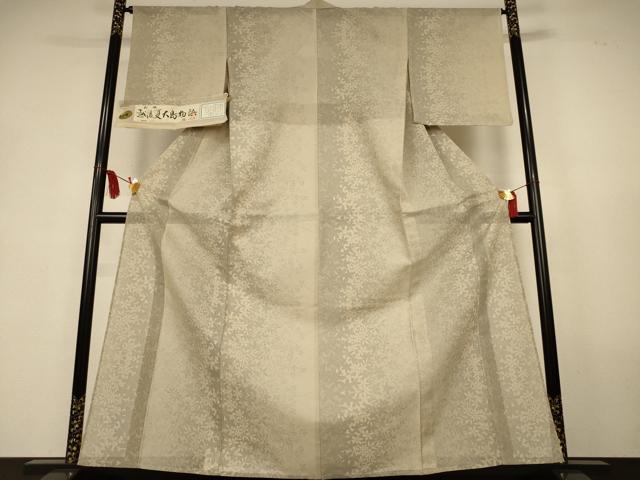 平和屋着物＊夏物　越後夏大島物語　草花文　証紙付き　正絹　逸品　AABK9529jd