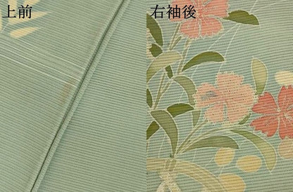 平和屋着物＊夏物　創業460年・千總　訪問着　絽　流水草花文　銀糸　銀彩　伊勢丹扱い　正絹　逸品　AABK9531jd