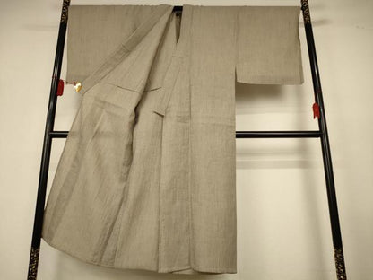 平和屋着物＊夏物　男性　本場小千谷ちぢみ　縞　キングサイズ　麻　逸品　未使用　AABK9537jd