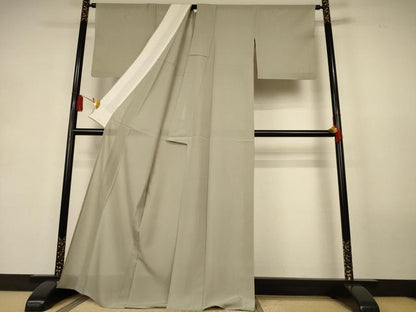 平和屋着物＊夏物　色無地　絽　白橡色　正絹　逸品　AABK9538jd