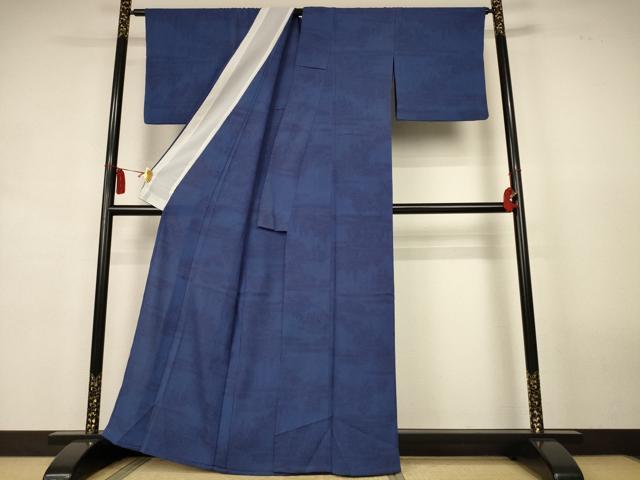 平和屋着物＊夏物　本塩沢　夏塩沢　風景文　正絹　逸品　AABK9548jd