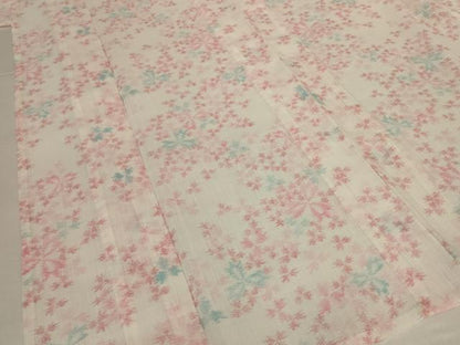平和屋着物＊夏物　小紋　紗　ちぢみ織　舞花文　AABK9554jd