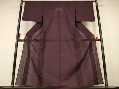 平和屋着物＊夏物　色無地　松葉紋紗　黒鳶色　正絹　逸品　AABK9555jd
