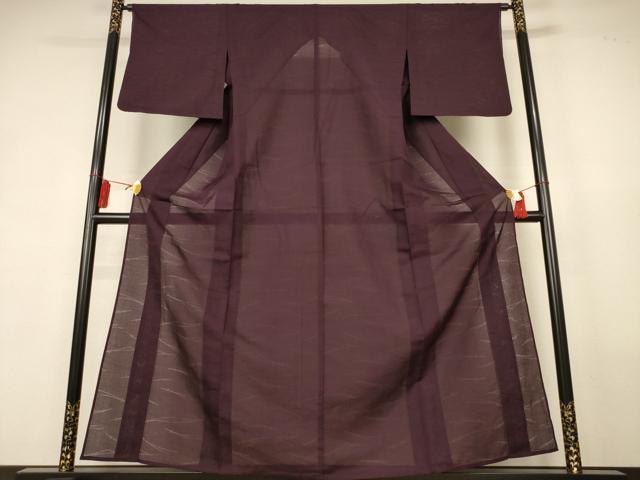 平和屋着物＊夏物　色無地　松葉紋紗　黒鳶色　正絹　逸品　AABK9555jd
