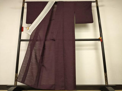平和屋着物＊夏物　色無地　松葉紋紗　黒鳶色　正絹　逸品　AABK9555jd