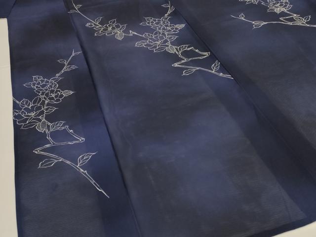 平和屋着物＊夏物　小紋　絽　草花文　暈し染め　正絹　逸品　AABK9560jd