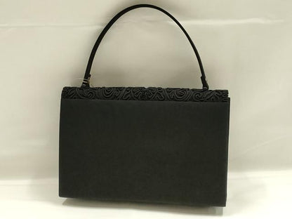 平和屋着物▼和装小物　和装バッグ　夢衣　ハンドバッグ　コード刺繍　更紗花文　マグネット式　正絹　逸品　未使用　AABK9568ay