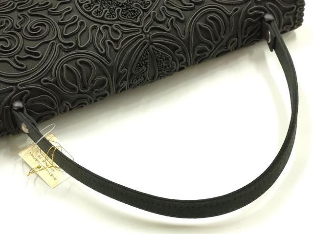 平和屋着物▼和装小物　和装バッグ　夢衣　ハンドバッグ　コード刺繍　更紗花文　マグネット式　正絹　逸品　未使用　AABK9568ay