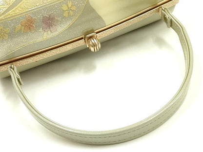 平和屋着物▼和装小物　和装バッグ　ハンドバッグ　花柄　金銀彩　逸品　AABK9569ay