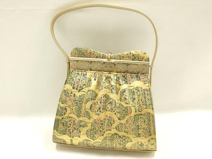 平和屋着物▼和装小物　和装バッグ　ハンドバッグ　吉祥模様　金彩　逸品　AABK9573ay
