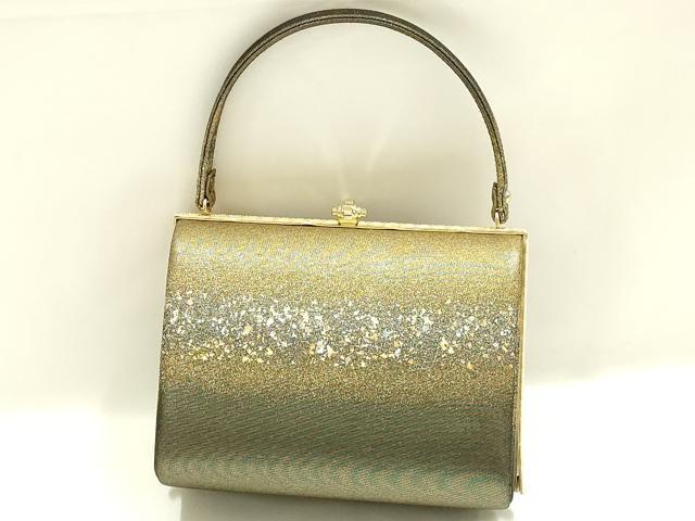 平和屋着物▼和装小物　和装バッグ　ハンドバッグ　箔散らし　金銀彩　暈し　逸品　AABK9575ay