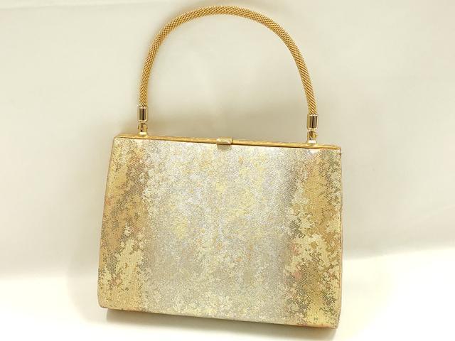 平和屋着物▼和装小物　和装バッグ　ハンドバッグ　金銀彩　逸品　AABK9576ay
