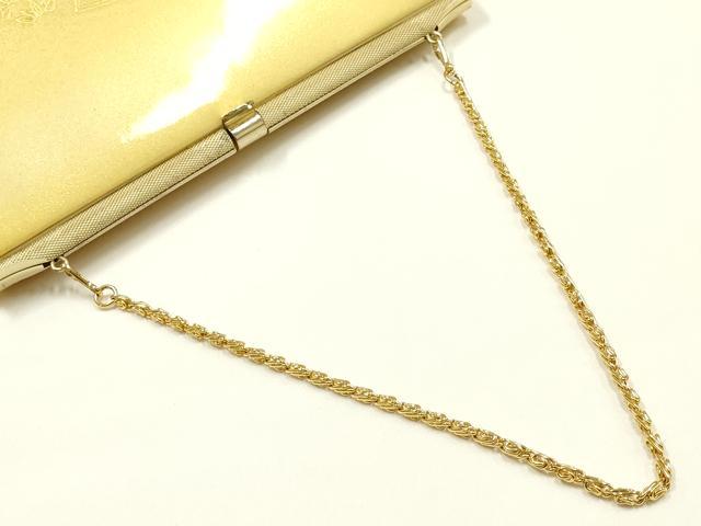 平和屋着物▼和装小物　和装バッグ　ハンドバッグ　チェーンバッグ　流水地紙花文　金銀彩　逸品　AABK9582ay
