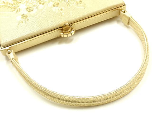 平和屋着物▼和装小物　和装バッグ　ハンドバッグ　花車文　金糸　帯地使用　逸品　AABK9583ay