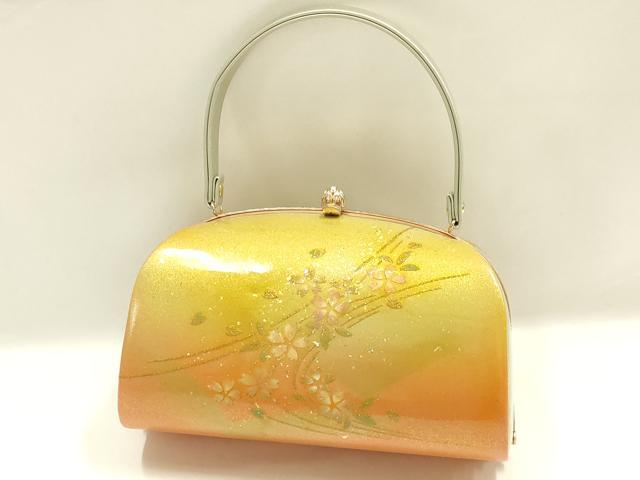 平和屋着物▼和装小物　和装バッグ　ハンドバッグ　舞花文　金彩　逸品　AABK9584ay